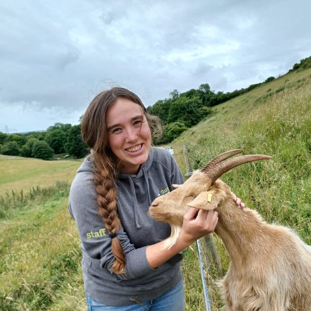 Rosie Hutchings and goat