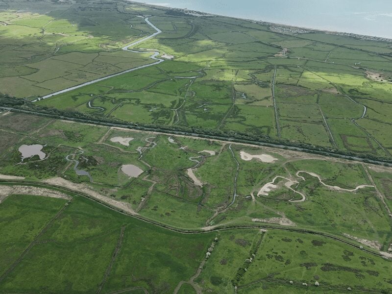 aerial footage of pevensey levels wetland restoration are c nigel akehurst
