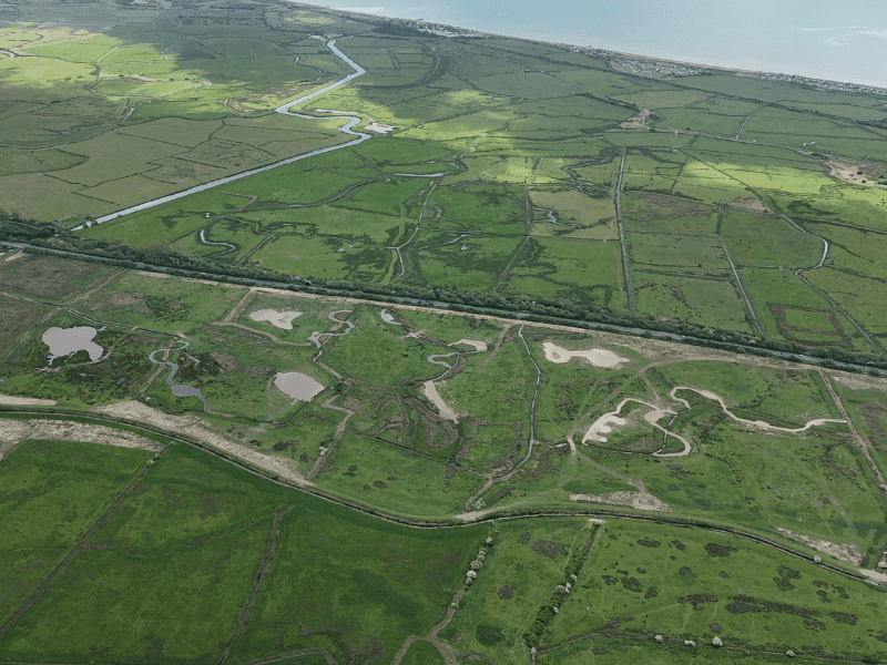 Aerial image of the wetland restoration area (c) Nigel Akehurst