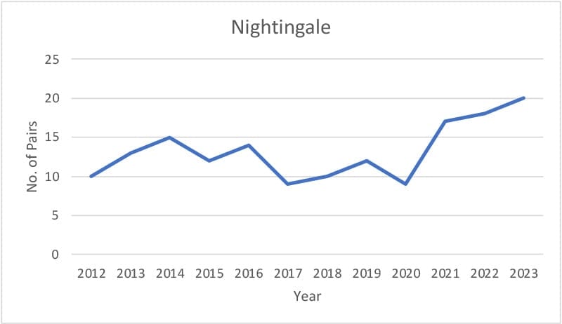 Nightingale pairs at Butcherlands