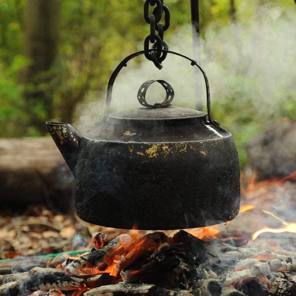 Forest School kettle and fire @ Miles Davies